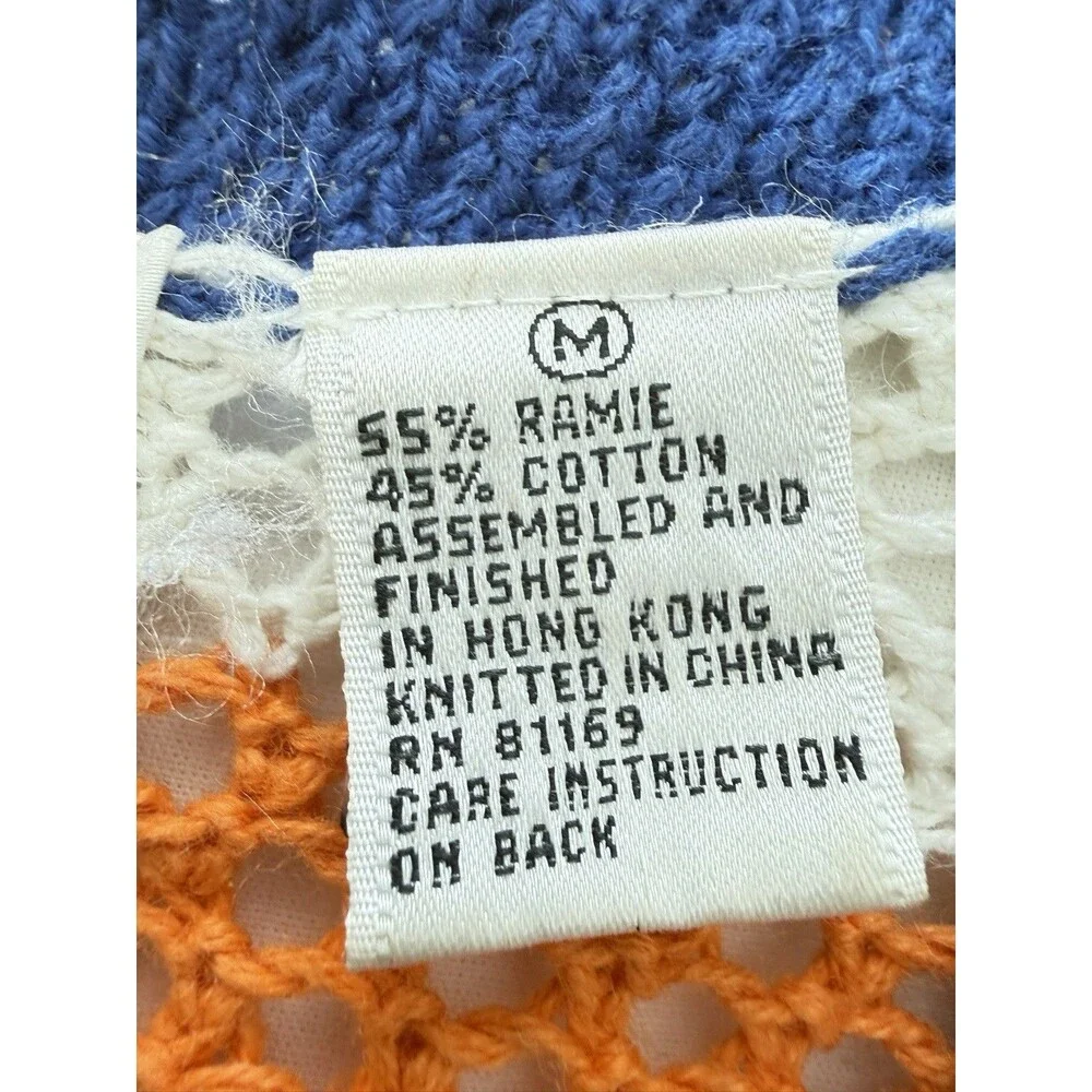 N.E.K. Northeast Knitters  Multi - Color Block Cardigan Sz M. Ramie/Cotton Blend - Picture 4 of 16